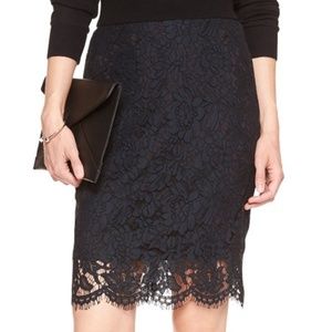 OP Petite Black Lace-Overlay Pencil Skirt